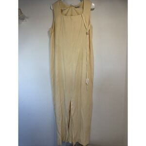 Valerie Stevens Butter Yellow Silk/Linen Sleeveless Long Dress Size 12 Vintage